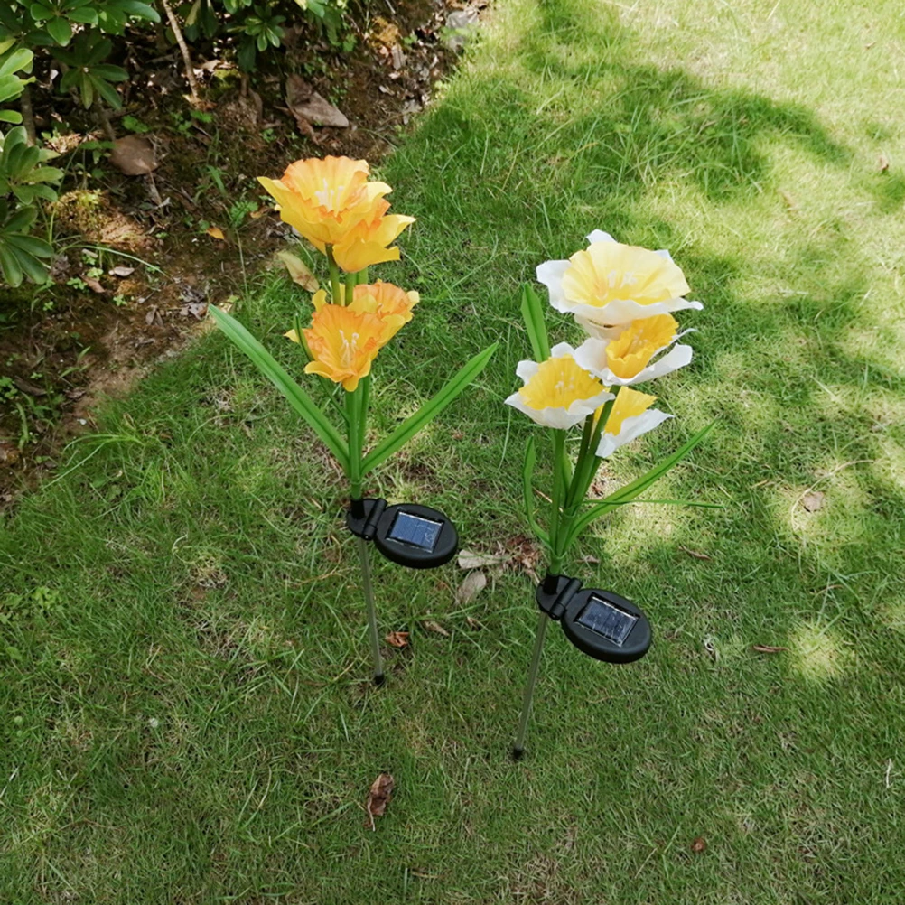 

2Pcs Solar Power Simulation Daffodil Flower Ground Light Outdoor Garden Solar Light for Lawn Pathway Decoration