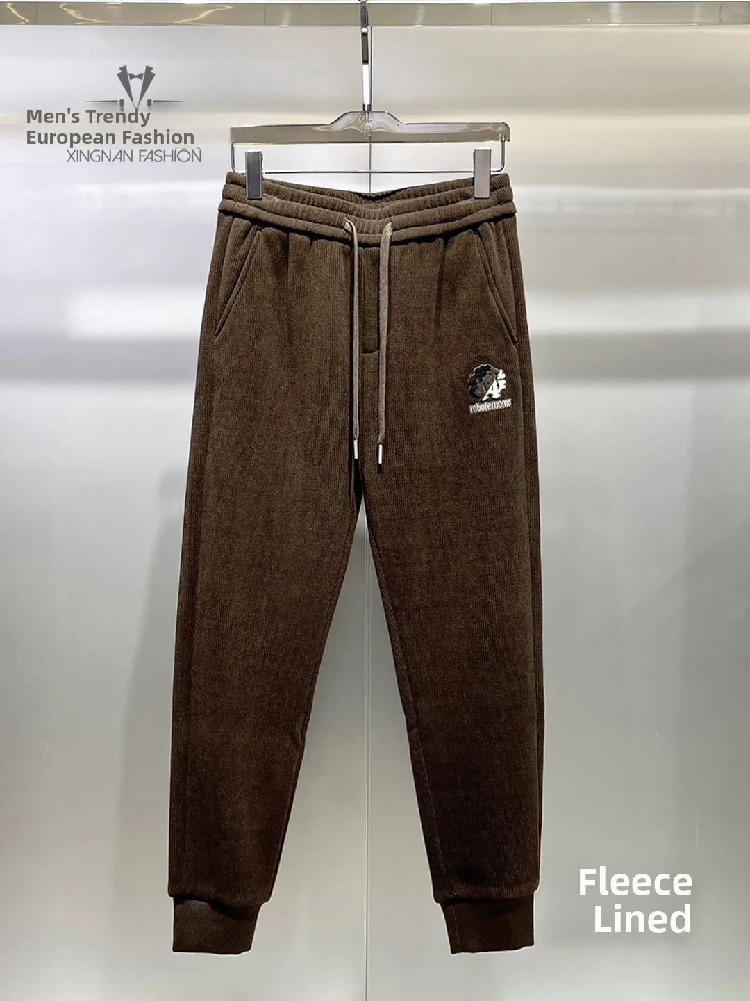 

Мужские зимние утепленные брюки на флисовой подкладке, повседневные спортивные штаны с завязками, облегающие, из полиэстера с эластаном