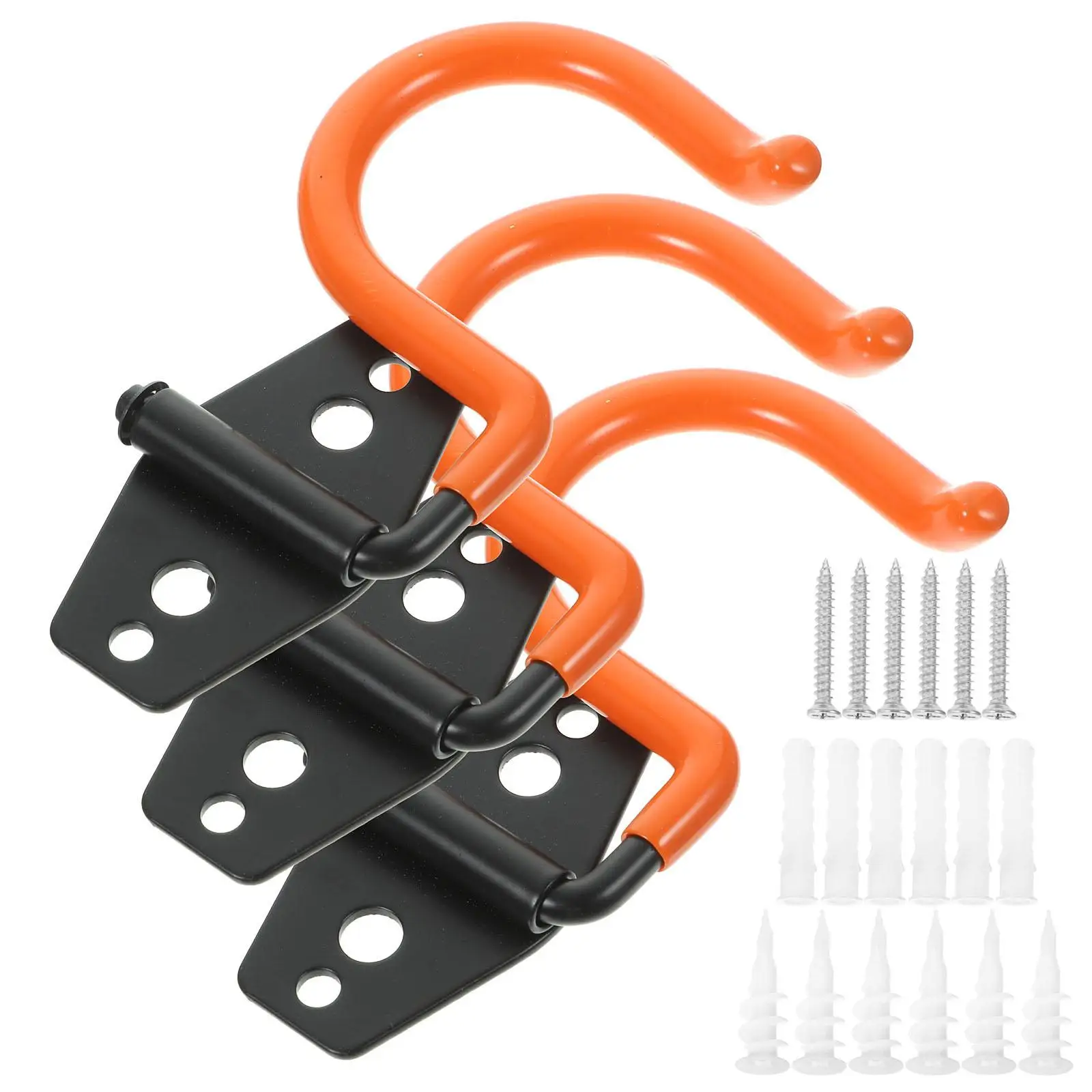 

3pcs Metal Storage Hooks Heavy Duty Wall Rack for Garage Thickened Design Load Bearing Organize Tools Mops Car
