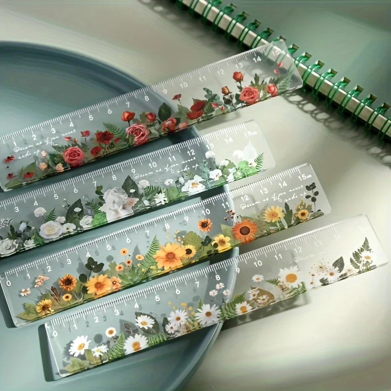 15cm Transparent 2D Acrylic School Ruler Precision Centimeters Durable Easy-to-Read Student Stationery Drawing Tool Gifts
