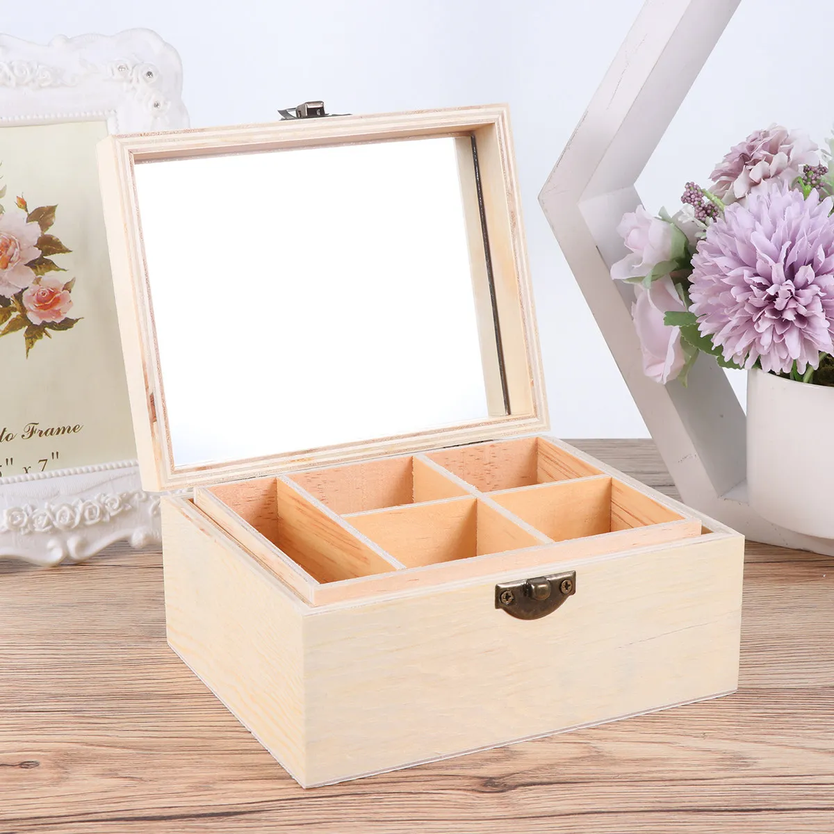 

'S Painted Clay Jewelry Box Premium Wooden Dresser Double Mirror Smooth Surface Handmade Jewelry Box Organizer Display