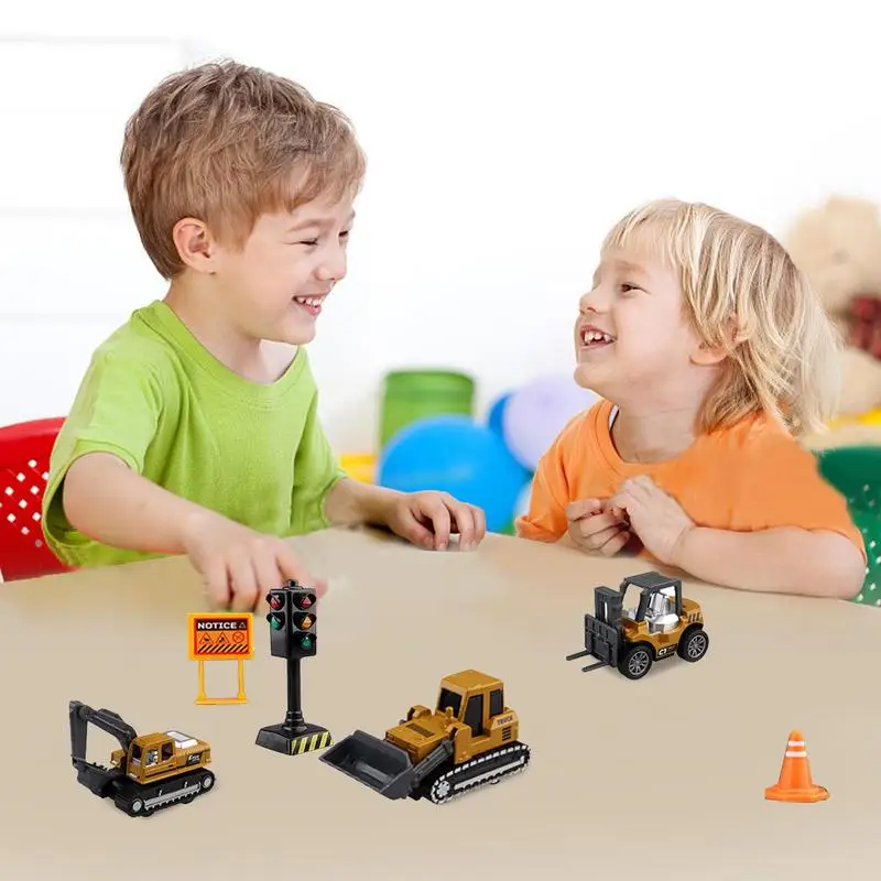 Construção caminhões brinquedo conjunto, liga construção brinquedos, engenharia veículo, pull-out carros, veículo de transporte, trator, empilhadeira, jogar