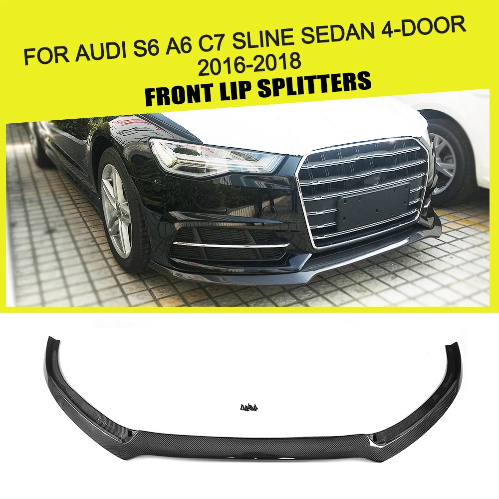 

Front Bumper Lip Spoiler Splitters for Audi S6 A6 C7 SLINE Sedan 4 Door 2016 - 2018 Chin Protector Carbon Fiber / FRP