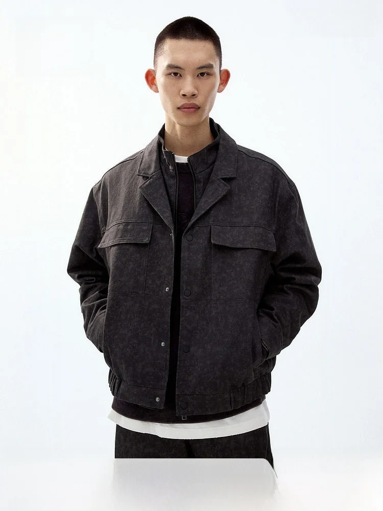 

Мужская хлопковая куртка H&M, весна 2026, для повседневной носки, модная рабочая одежда, свободный крой, стандартная длина, 100% хлопок