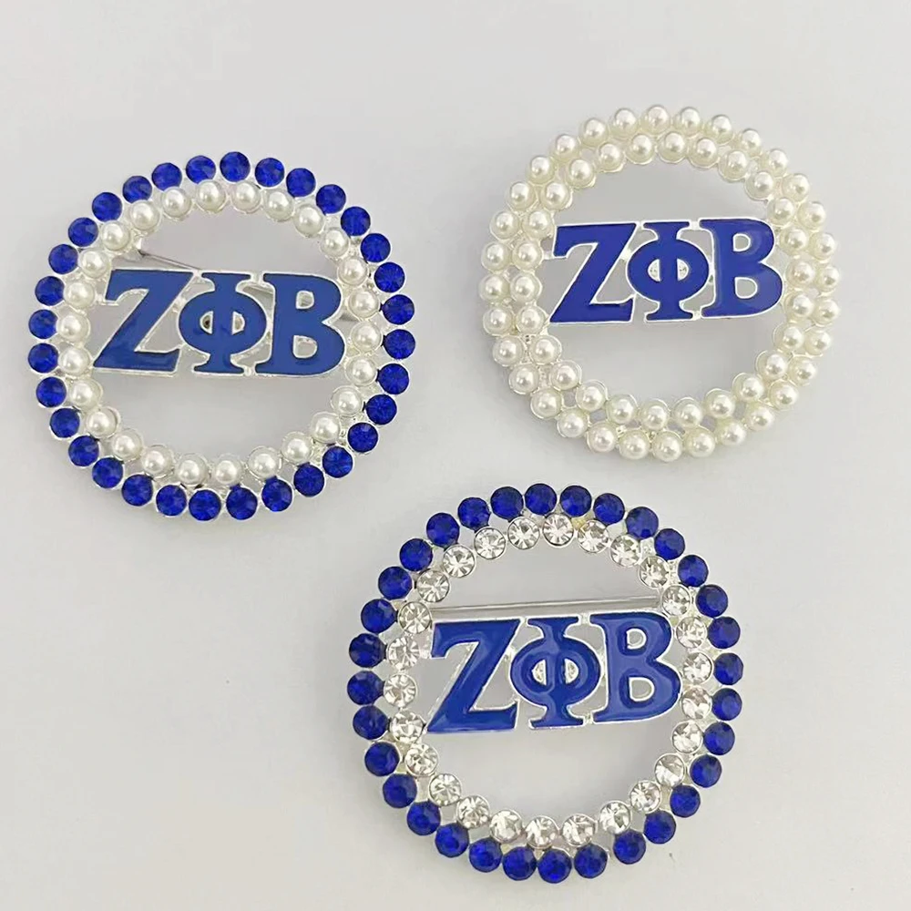 Round pearl zeta phi beta sorority brooch