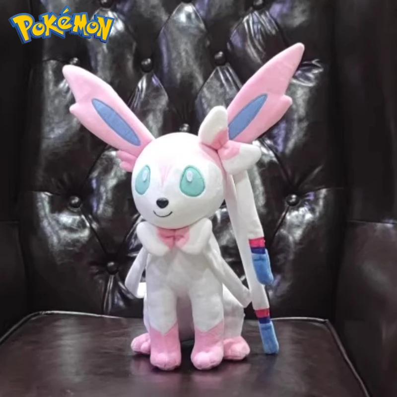 Peluche Pokemon Sylveon 55CM, dessin animé, ornement Kawaii, poupée douce et confortable, jouet pour enfants, cadeau