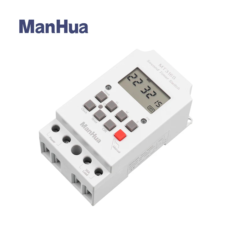 ManHua 220V 30A MT316S Input 7 Days Programmable 24hrs TIMER SWITCH Time Relay Output