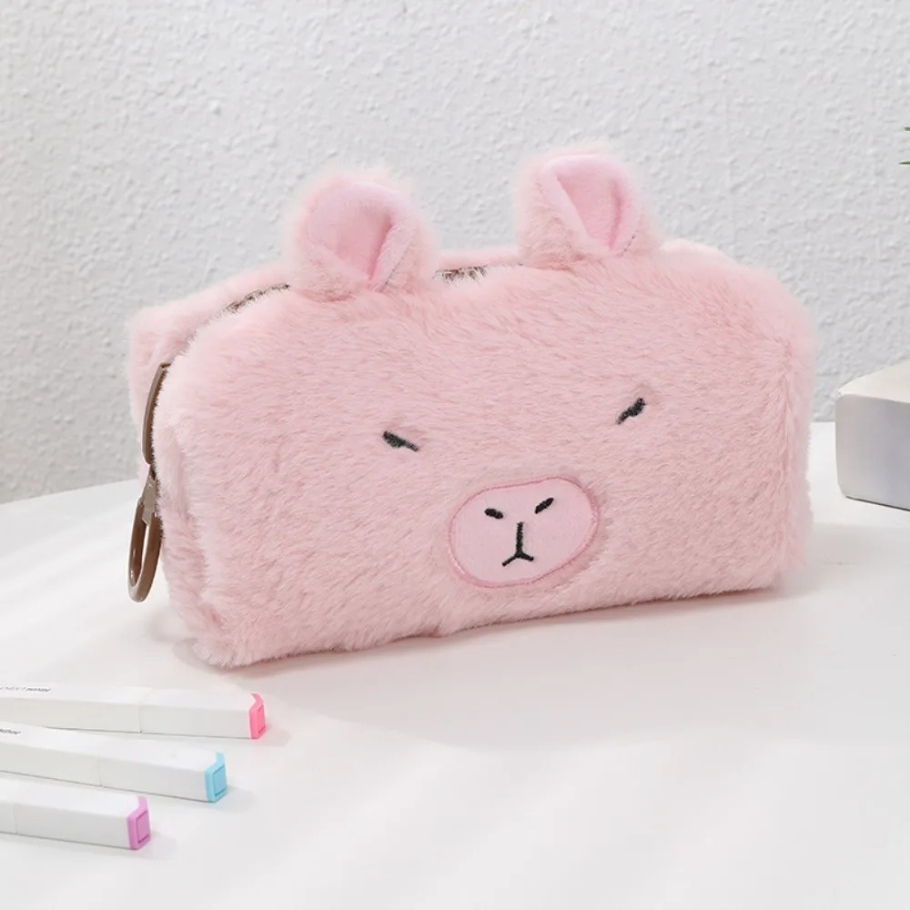 Large Capacity Capybara Plush Pen Bag Animal Zipper Capybara Plush Pencil Case Soft Cartoon Capybara Plush Pencil Pouch