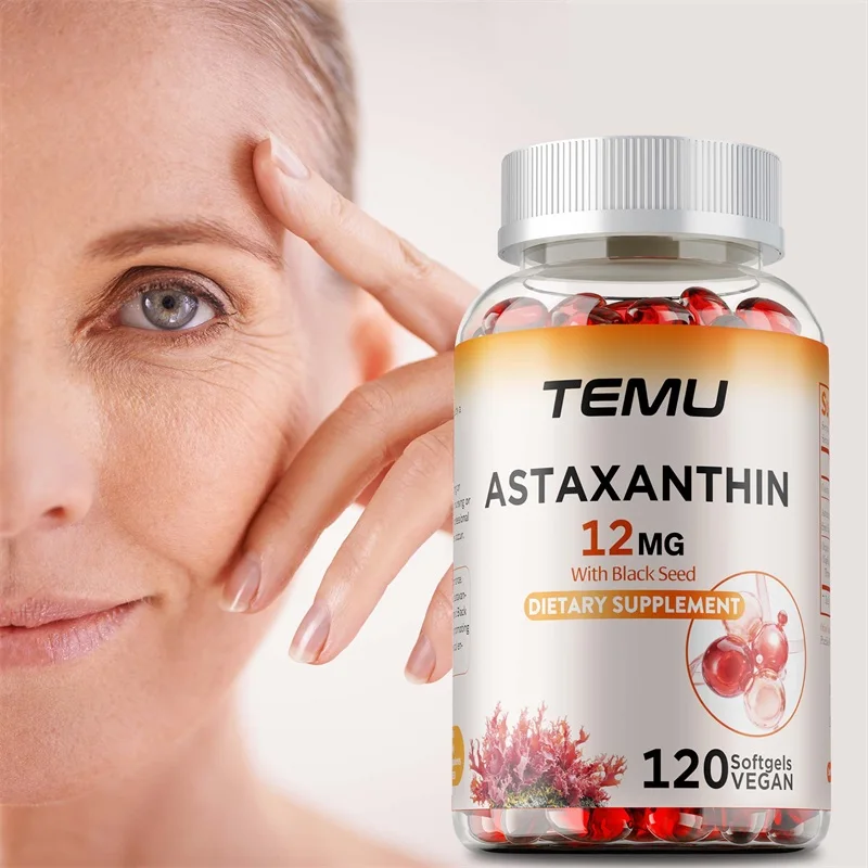

Astaxanthin 12mg with Organic Black Seed - Antioxidant Supplements Supports Eye, Joint, Skin & Circulation Health, Non-GMO