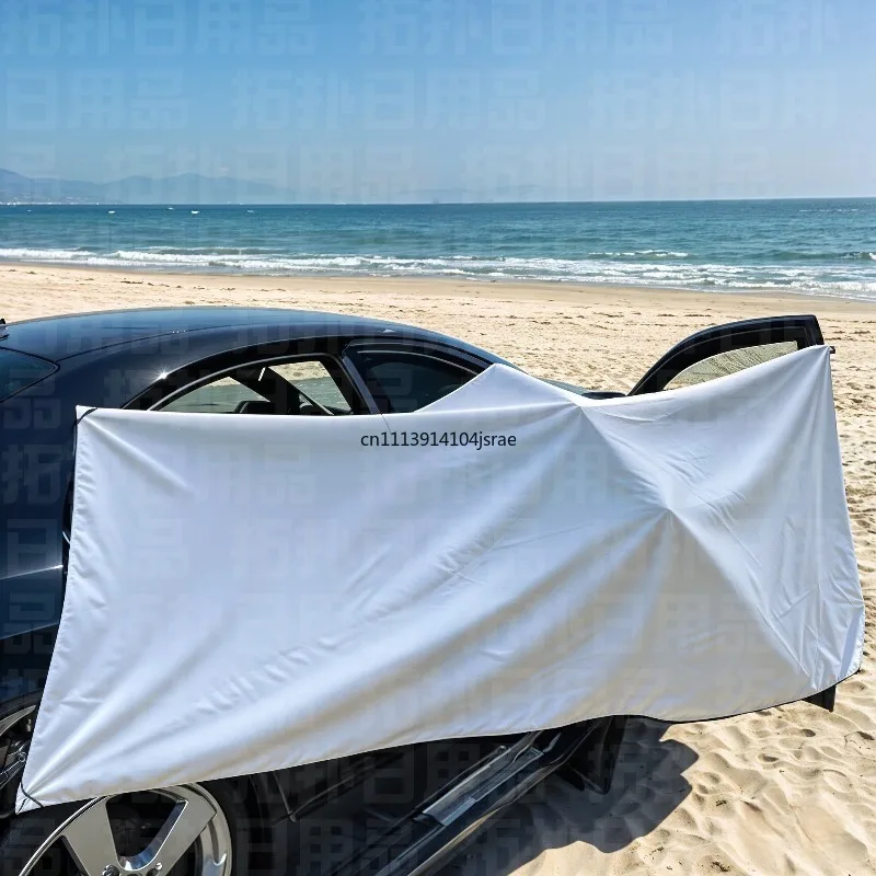 Portable Magnet Attached Outdoor Beach Towel, Quick Dry Super Absorbent Bath Towel for Seaside Swimming Camping Trip