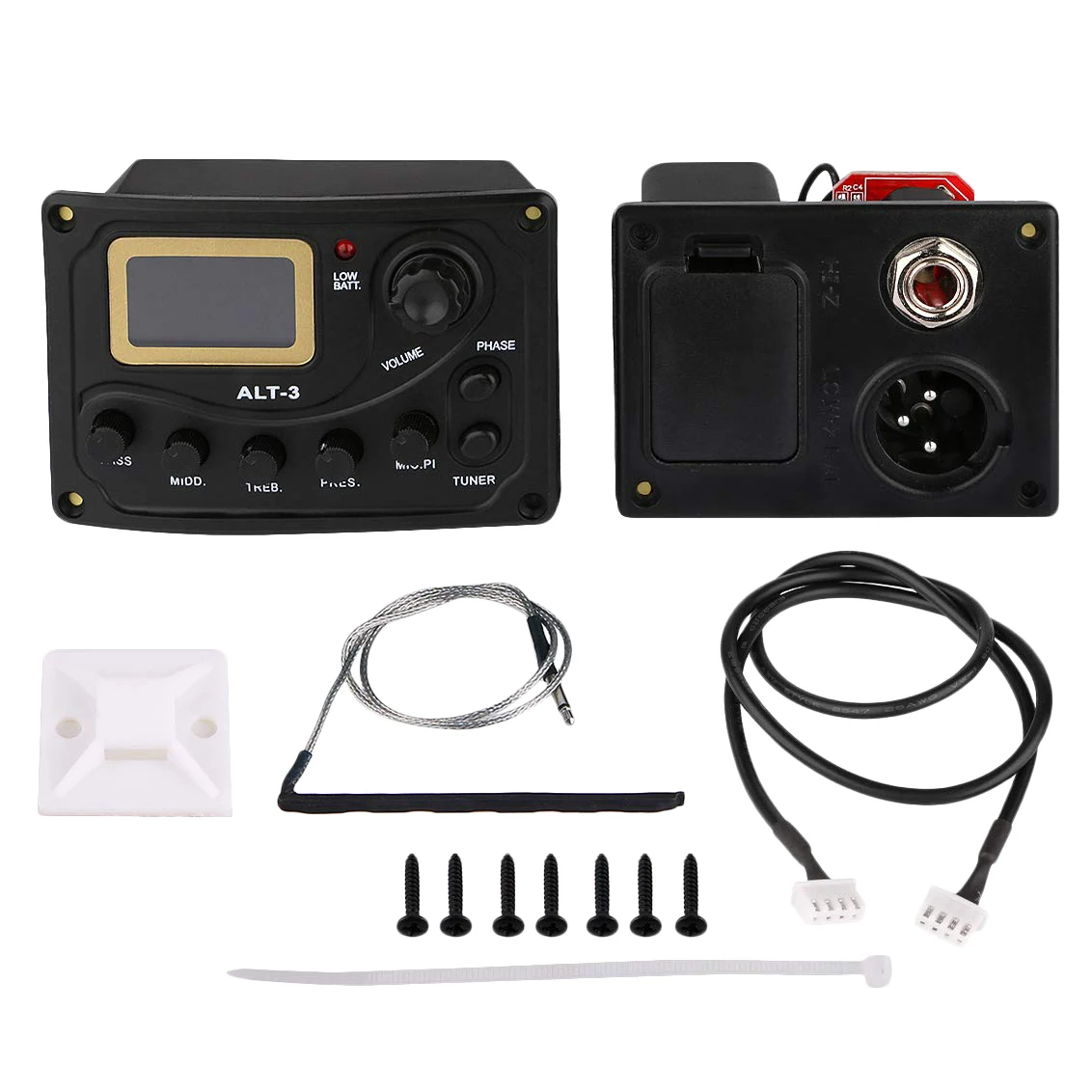 ABXY Acoustic Guitar Pickup Tuner 5-Band Eq Equalizer Acoustic Guitar Preamp Piezo Pre-Amp Amplifier System With Volume Knob Lcd