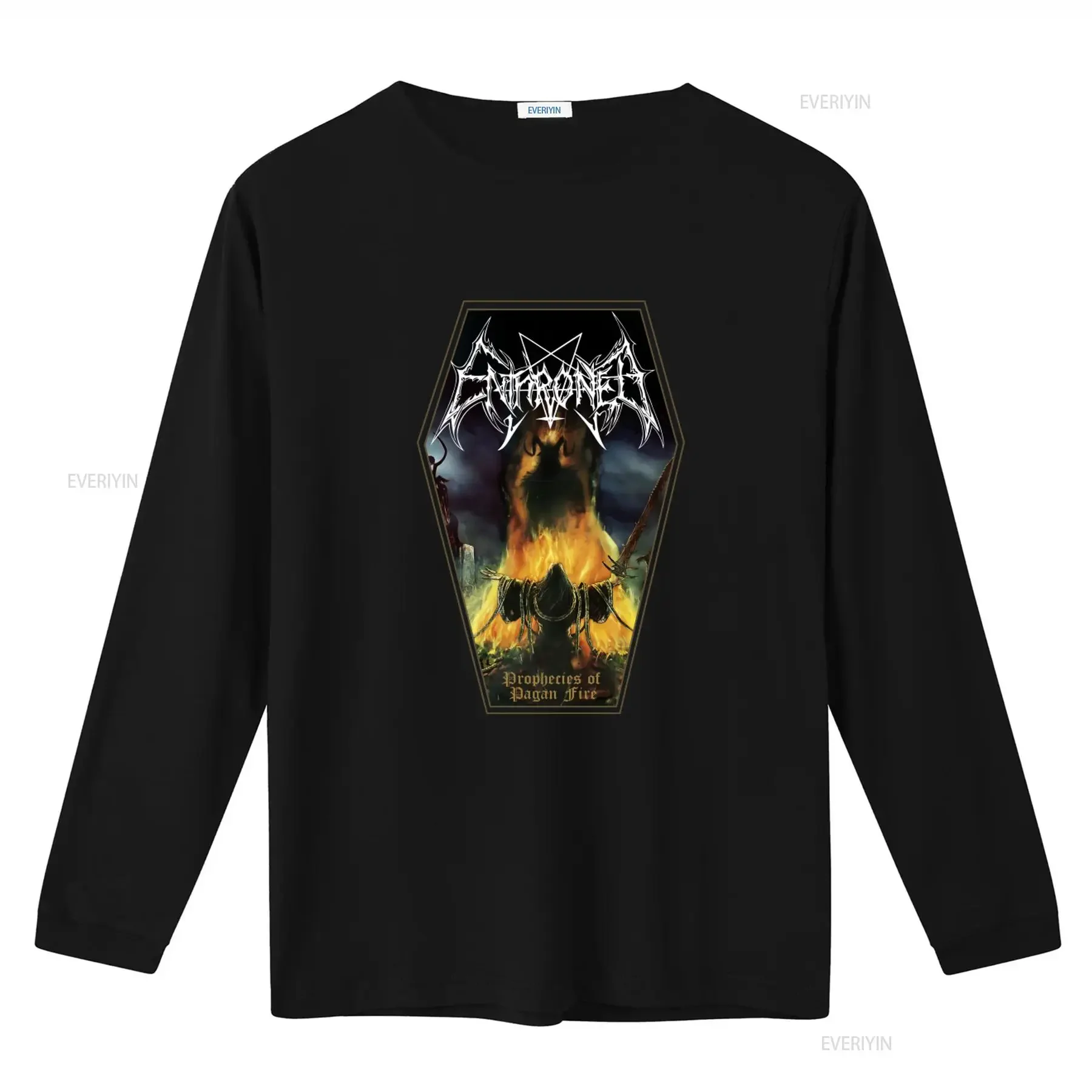 New DTG T shirt ENTHRONED Prophecies of Pagan Fire Gothic Metal Band Design  vintage Washed Comfortable Slightly graphic