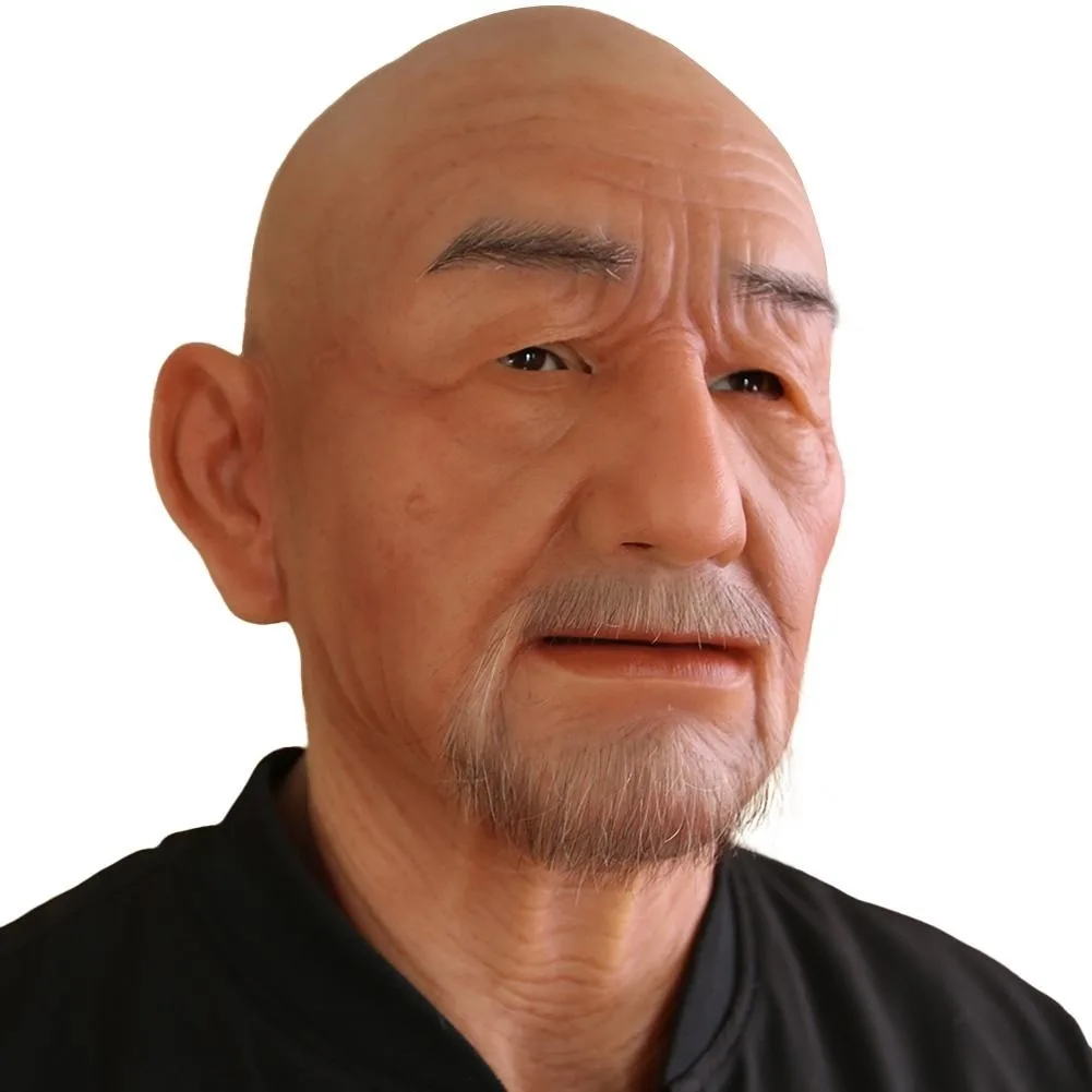 

Realistic Silicone Old Man Face Props Hoods Headwear Full Mask Disguise Halloween Cosplay