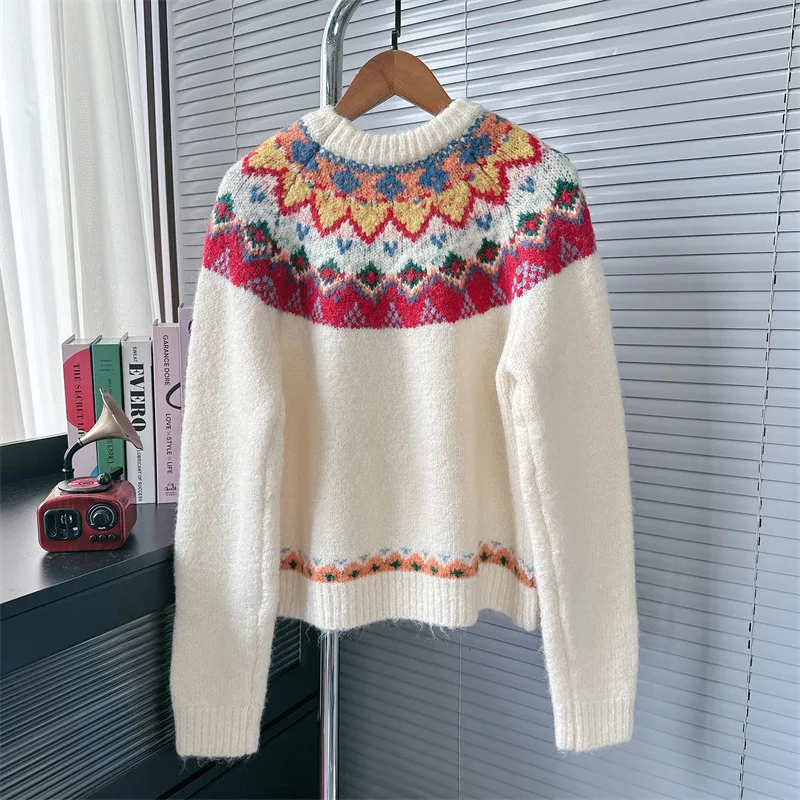 [ZOCI] 2024 Korean Round Neck Pullover Sweater For Women In Autumn And Winter , New Lazy Style, Fashionable Interior, Loose Top