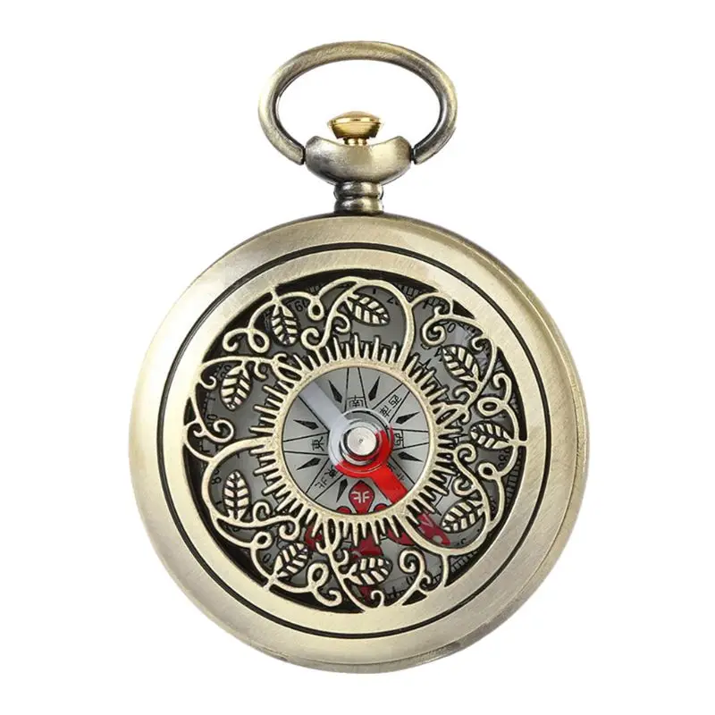 Round Vintage Fashion Hollow Retro Camping Survival Bronze Pocket Watch Pendant Clock Gifts Men Women