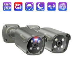Techage UHD 4K 8MP 5MP 보안 POE 카메라 스마트 AI 인간 감지 야외 양방향 오디오 IP 카메라 CCTV 감시 컬러 야간