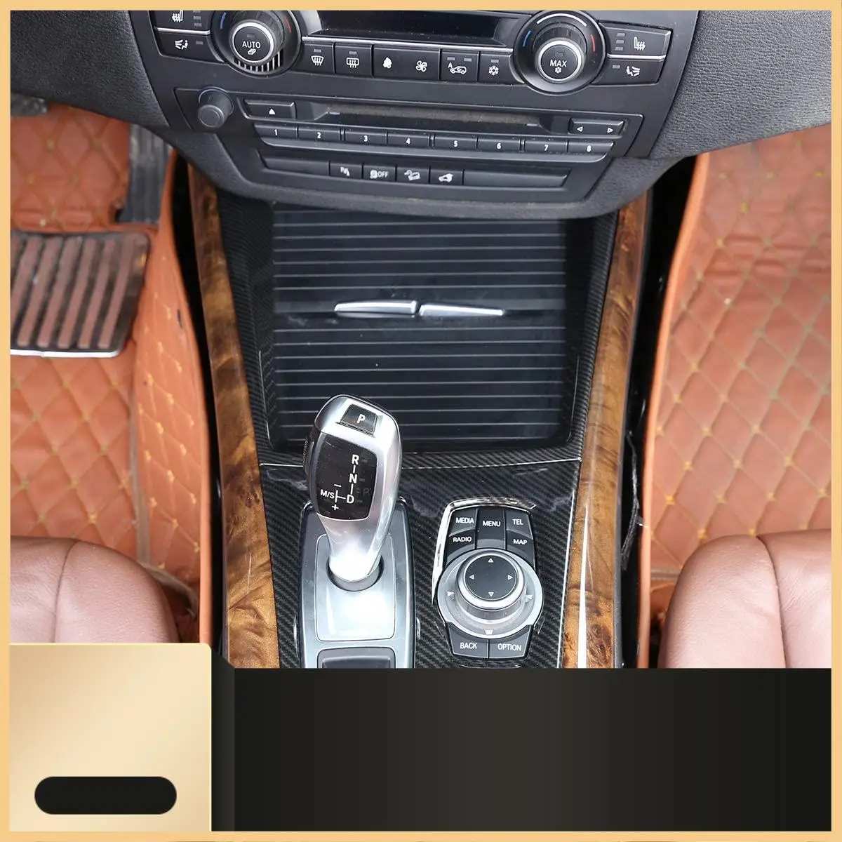 

Carbon Fiber Car Center Console Cup Holder Strip Trim For-BMW X5 E70 X6 E71 2008-2013-N30R