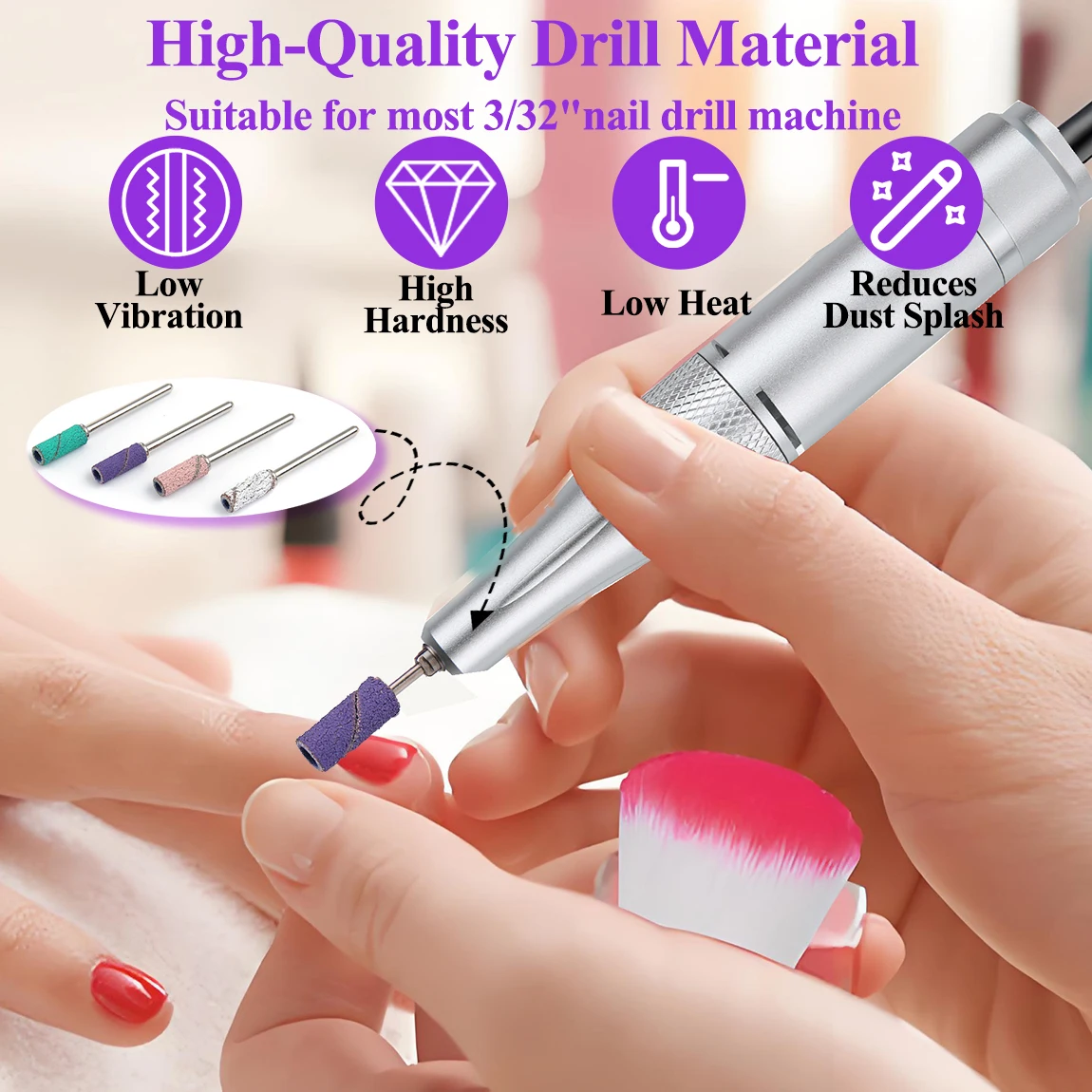 60 ชิ้น/กล่อง 3 มม.ขนาดเล็ก Mini เล็บ Sanding Bands ชุด 1 ชิ้นเพลาโลหะสําหรับอะคริลิคและเจลกําจัด 80 # 120 # 180 # 240 #