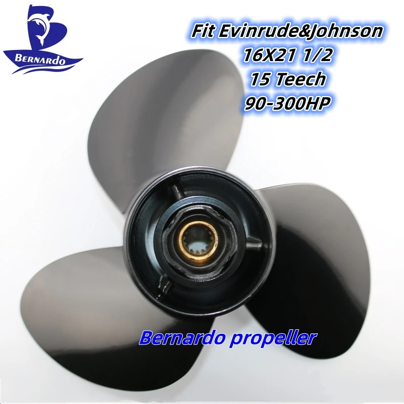 Bernardo Propeller 16X21 1/2 Fit Evinrude&Johnson Outboard Engine 90 100 115 130 140 300HP Aluminum 3 Blade 15 Tooth Spline RH