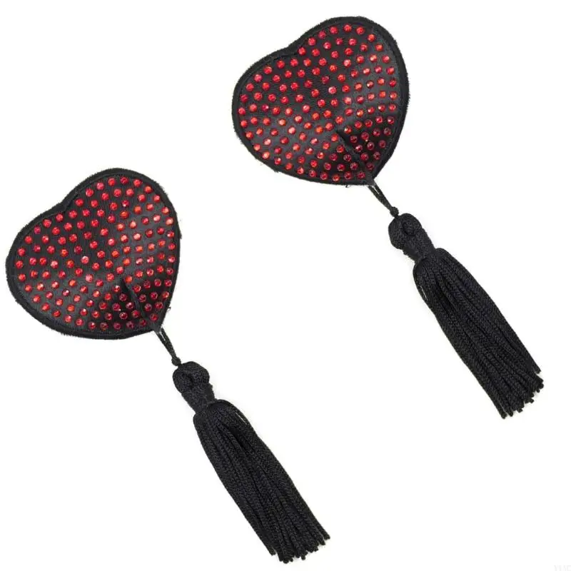 Y1AC Women Nipple Pasties ครอบคลุม Rhinestones รูปร่างหัวใจที่นำกลับมาใช้ใหม่ได้