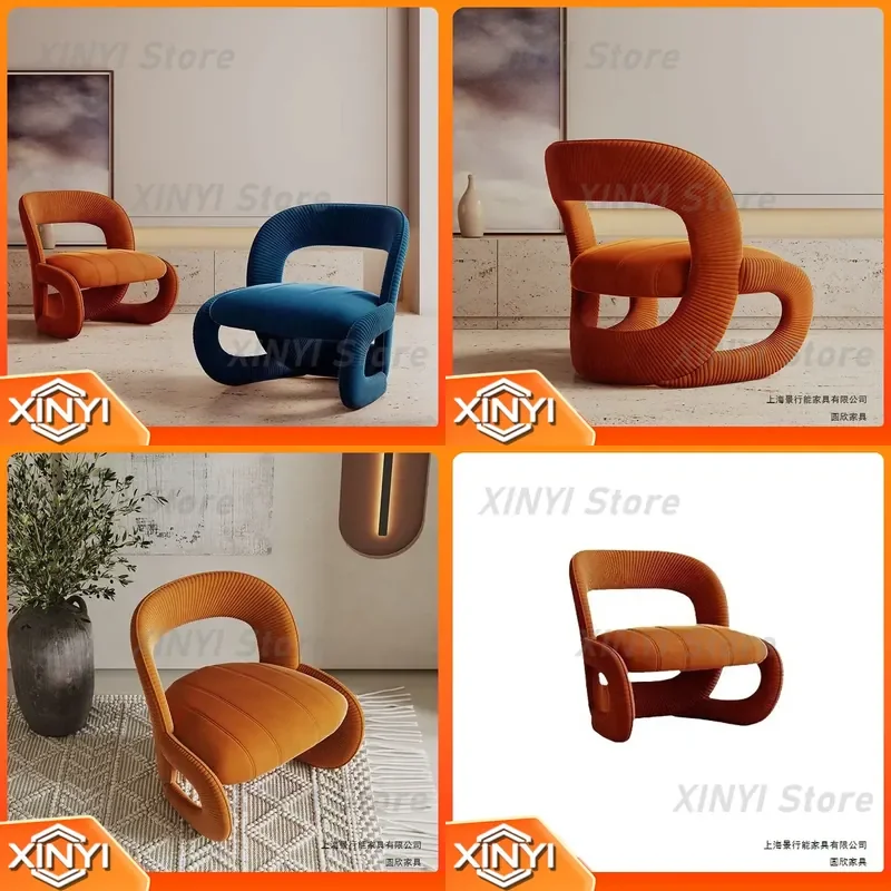 Designer Single Sofa Chair for Wabi Wind B & B Apartment Leisure Backrest Bedroom Special-Shaped Solid Wood Simple Sofa