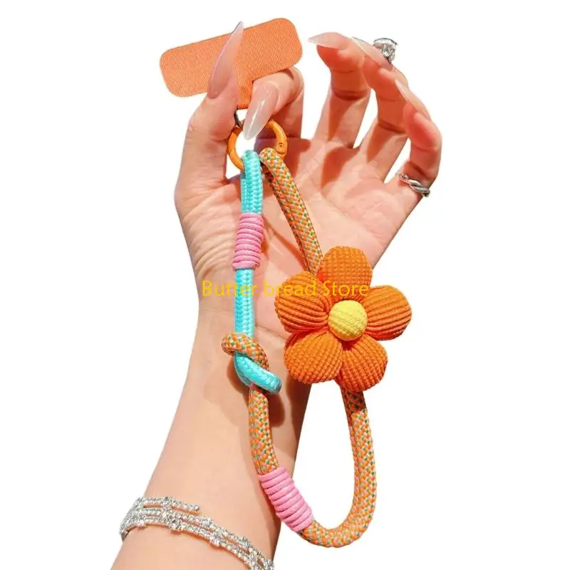 W89C Anti Loss Wrist Strap for Smartphone with Fashion Flower Pattern Wrist Lanyard for Secure Holding
