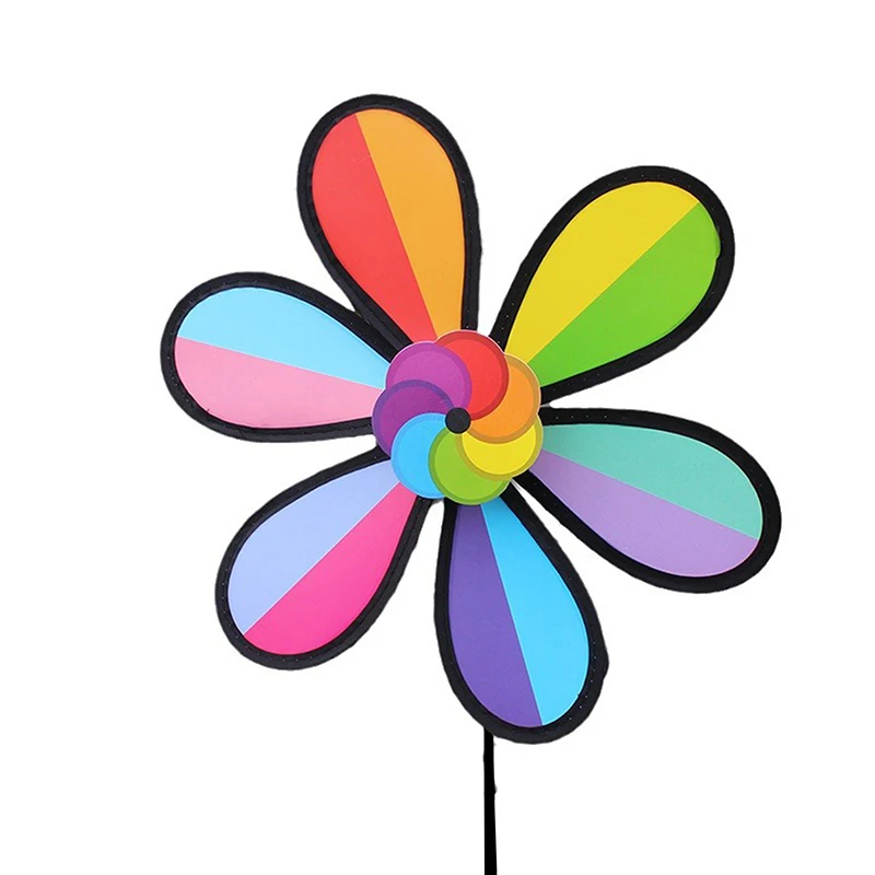 

1pc Rainbow Flowers Spinner Wind Colorful Windmill Lawn Pinwheel Outdoor Garden Yard Camping Party Decoration