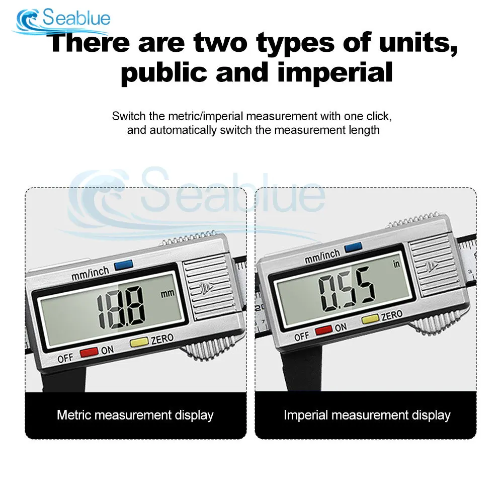 Caliper Vernier Digital Eletrônico, Medidor Plástico, Micrômetro, Ferramenta de Medição, Régua, Diâmetro Interno e Exterior, 0-150mm