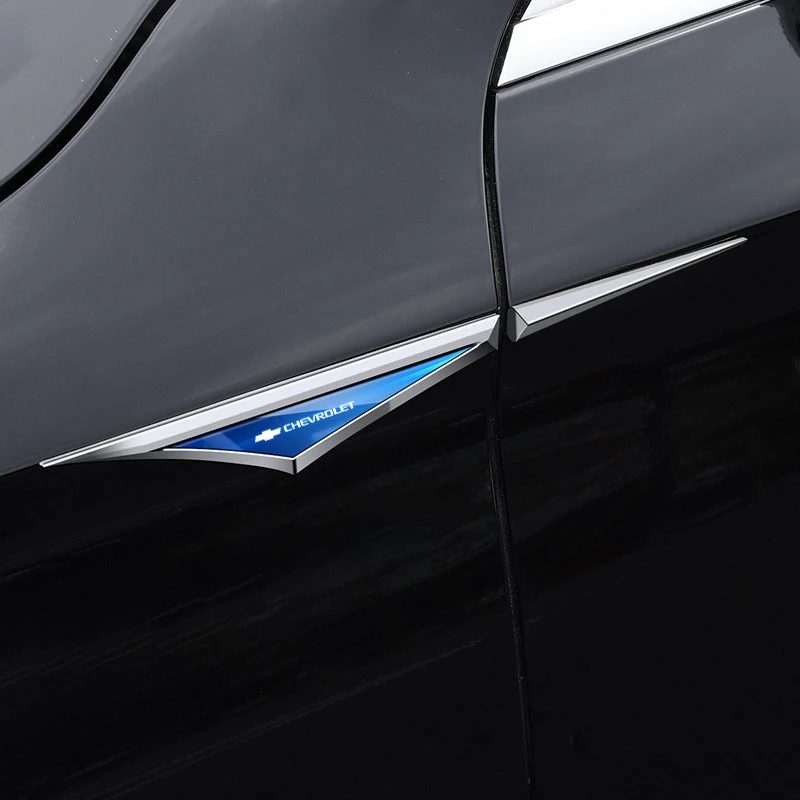 2PCS Car Body Fender Side Blade Metal Sticker For Chevrolet Cruze Malibu Sail Spark Captiva Equinox Trax Tracker AVEO Lova T250