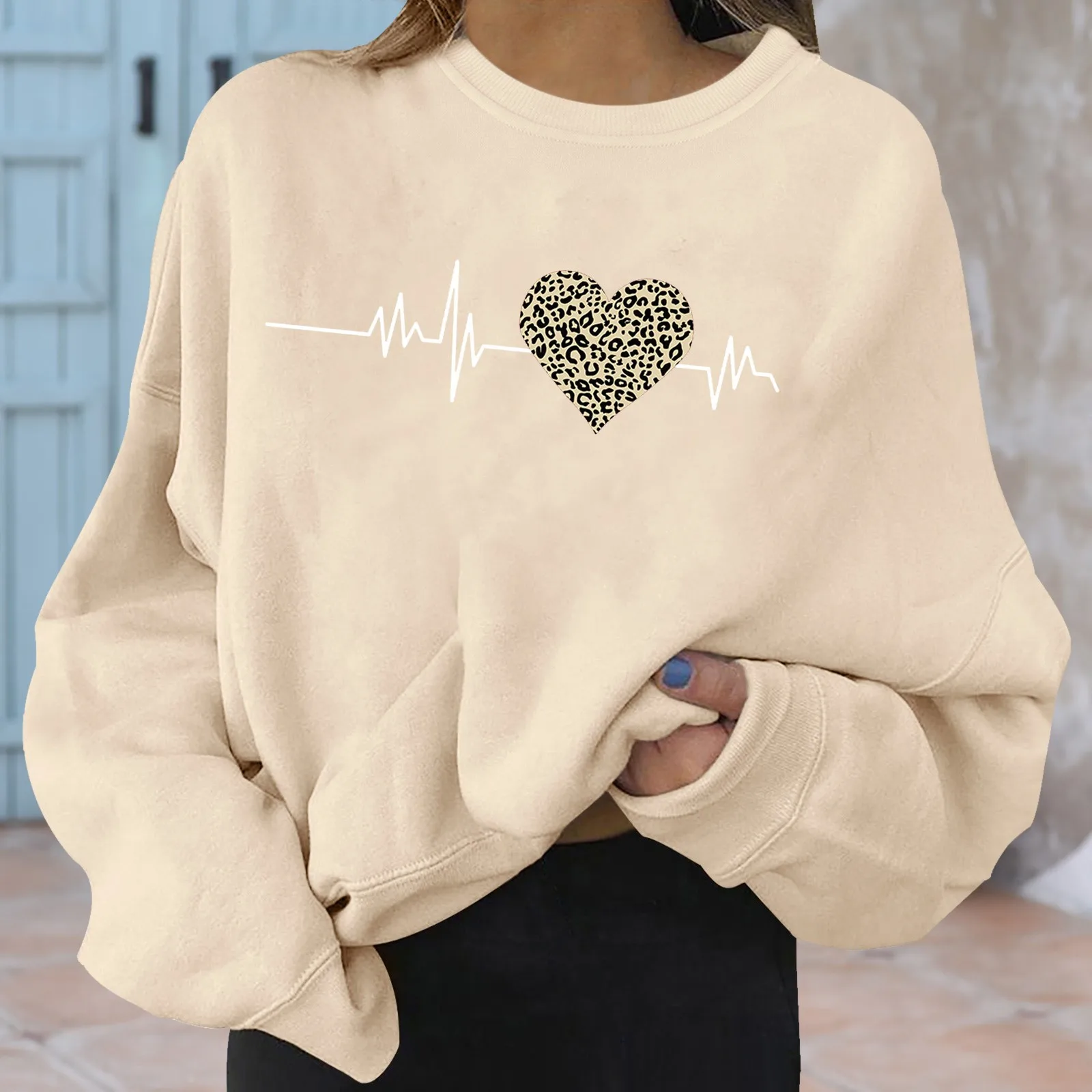 Women Fashion Warm Sweatshirt Casual Long Sleeve O Neck Soft Heart Ropa Mujer Trashy 2000s Korean Popular Aesthetic