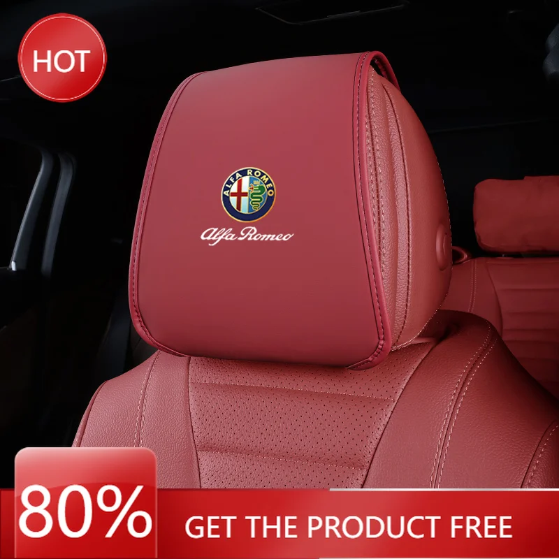 Hub Caps Leather Car Pillowcase Car Supplies Headrest Cover Anti Fouling Decoration For Alfa Romeo 156 159 147 4C 8C 166 Giulia