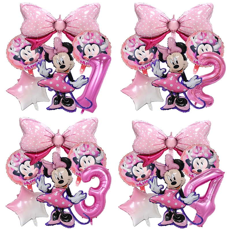 Minnie Mouse Foil Balloons Set Pink Cartoon Disney Theme Party Girls Birthday Baby Shower Wedding Decoration Kids Toys Supplies