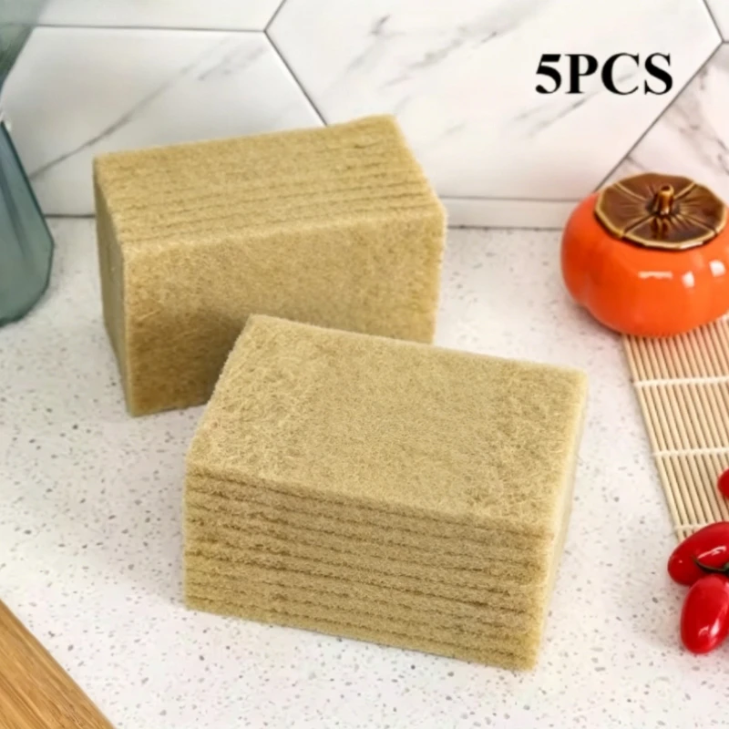 

5pcs Coconut Fiber Scouring Pads - Non-Woven, High-Quality Reusable Exfoliating Pads for Kitchen, Bathroom, Living Room Cleaning