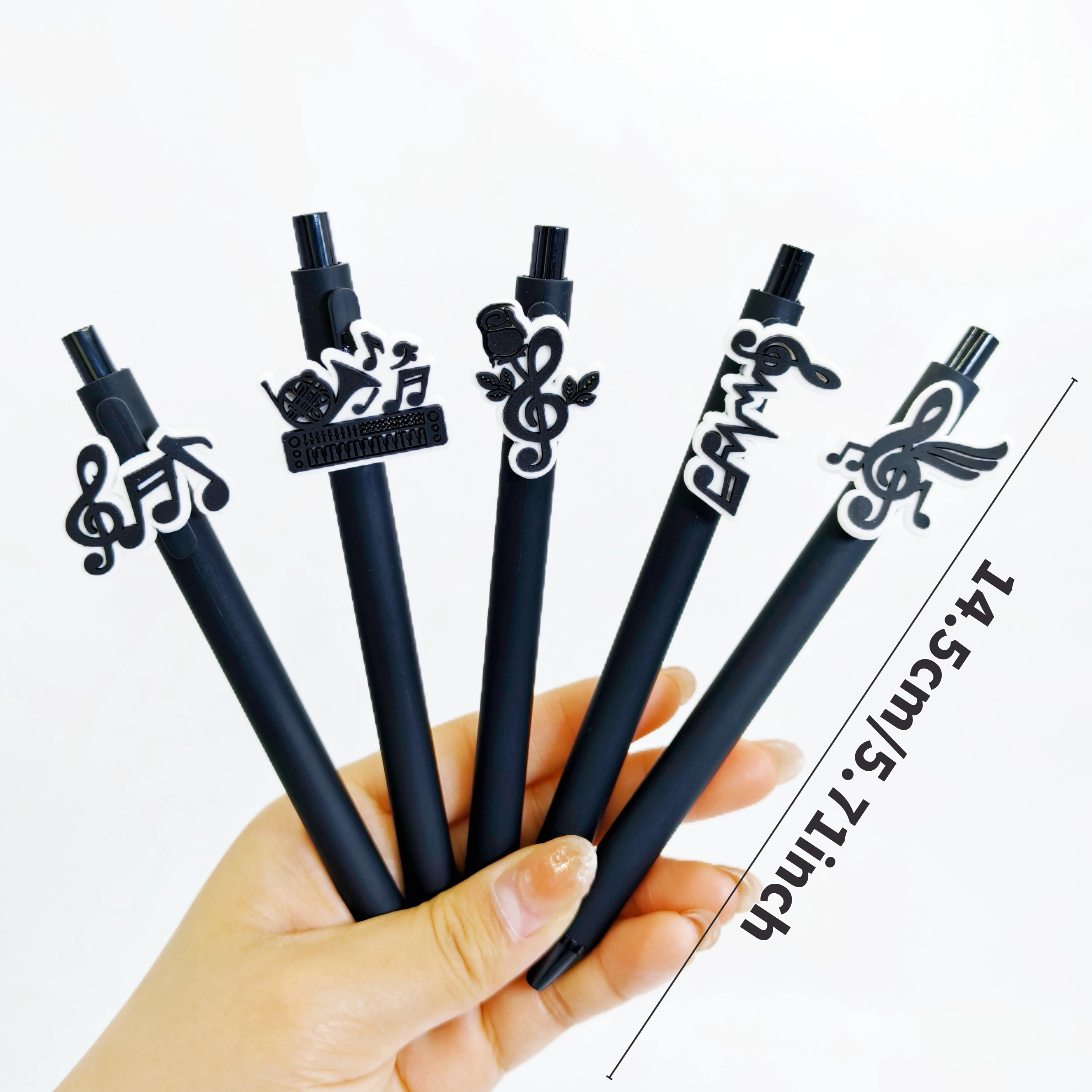 10PCS/15PCS music note series ballpoint pen, black pen holder signature pen, suitable for student office use