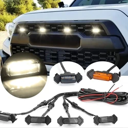 4 Stuks Auto Led Grille Strobe Licht Waarschuwing Dagrijlamp Drl Wit Amber Voor Toyota Tacoma 2016 2017 2018 2019 2020
