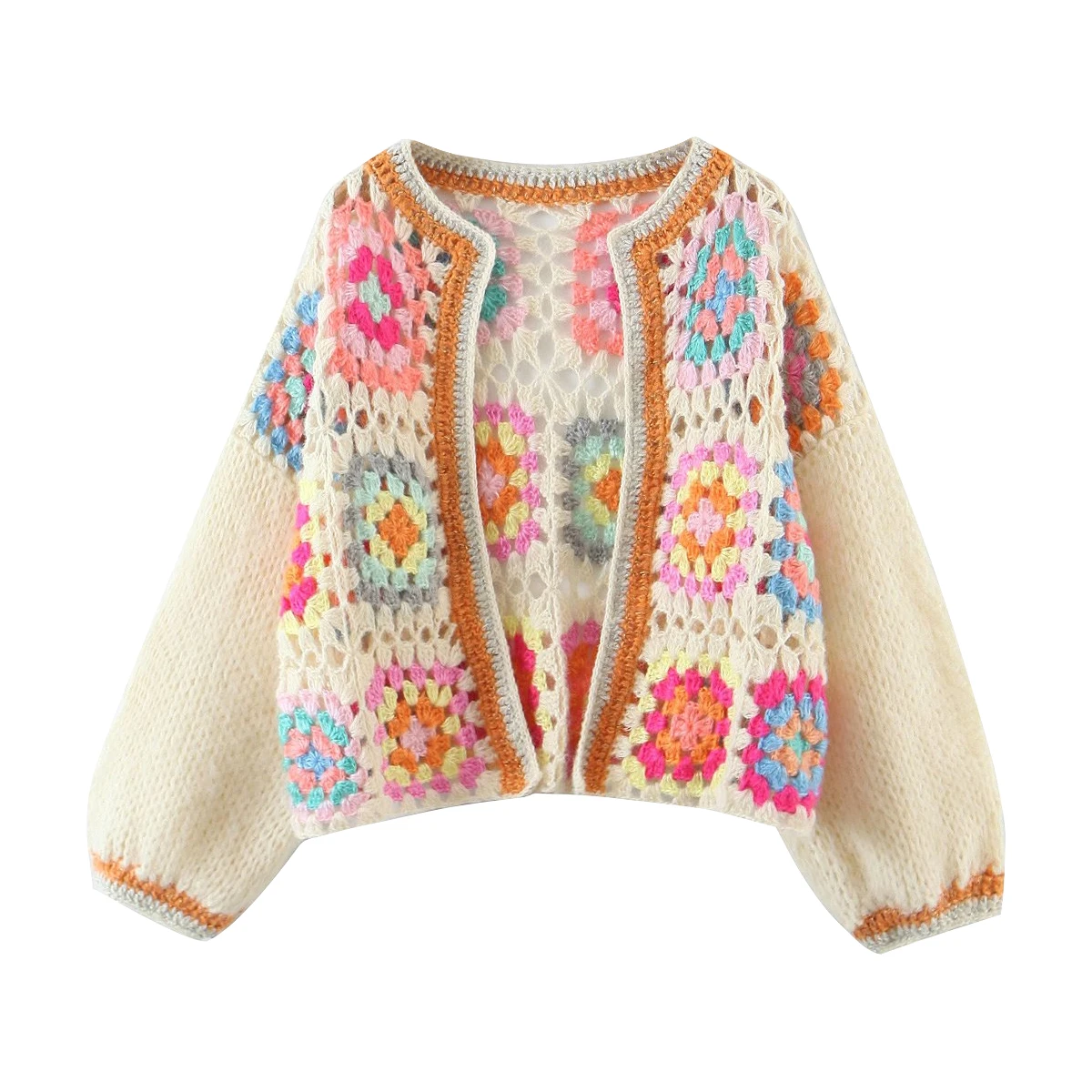 

TIYIHAILEY Full Sleeve Spring And Autumn Sweaters Hand Made Knitted Crochet Ladies Custom Made Cardigans Ladies Outerwear Beige