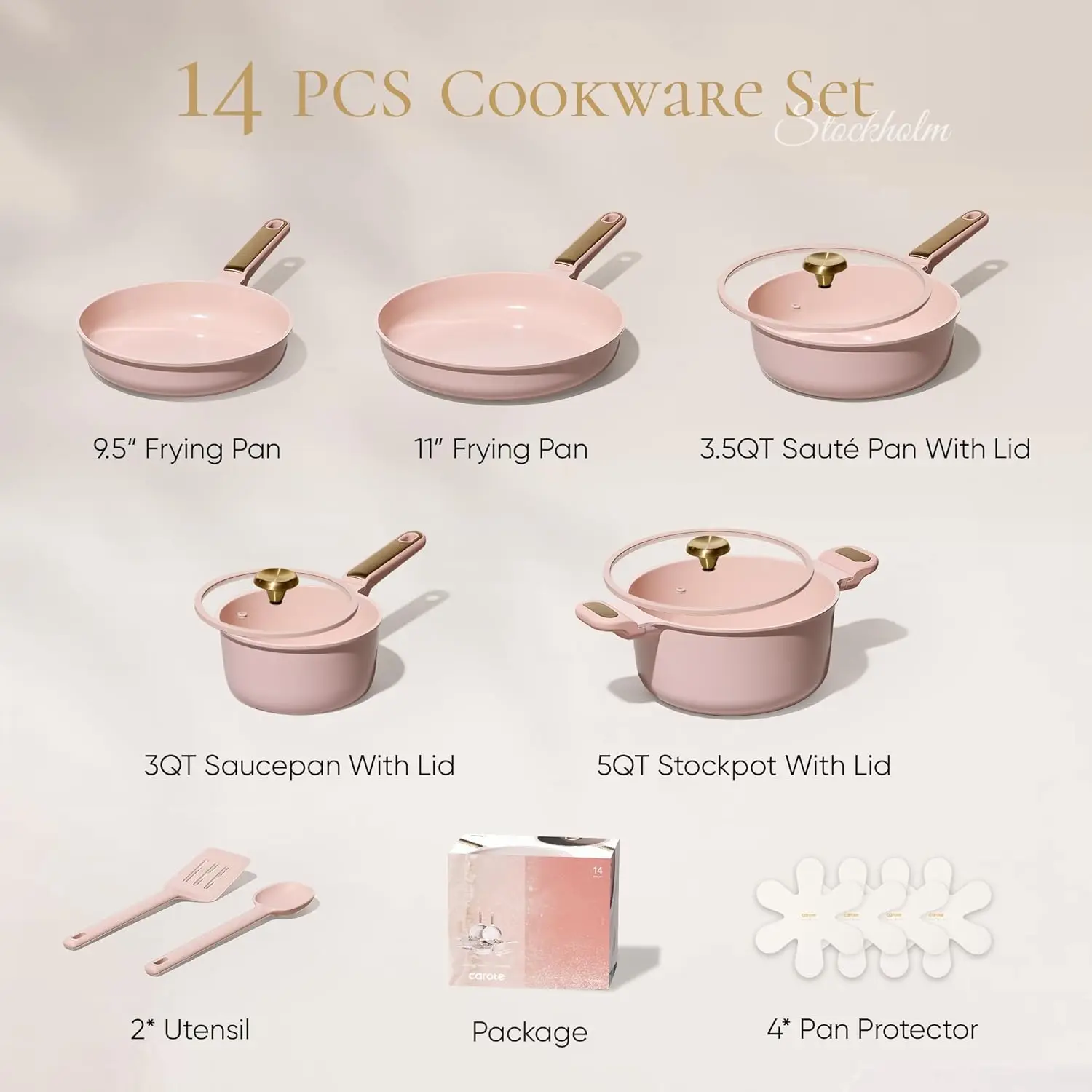 Nonstick Ceramic Cookware Set, 14-Piece Pots and Pans, Toxin-Free & PFAS-Free, Dishwasher-Safe, Ideal for RV/Camping, Cooking Po