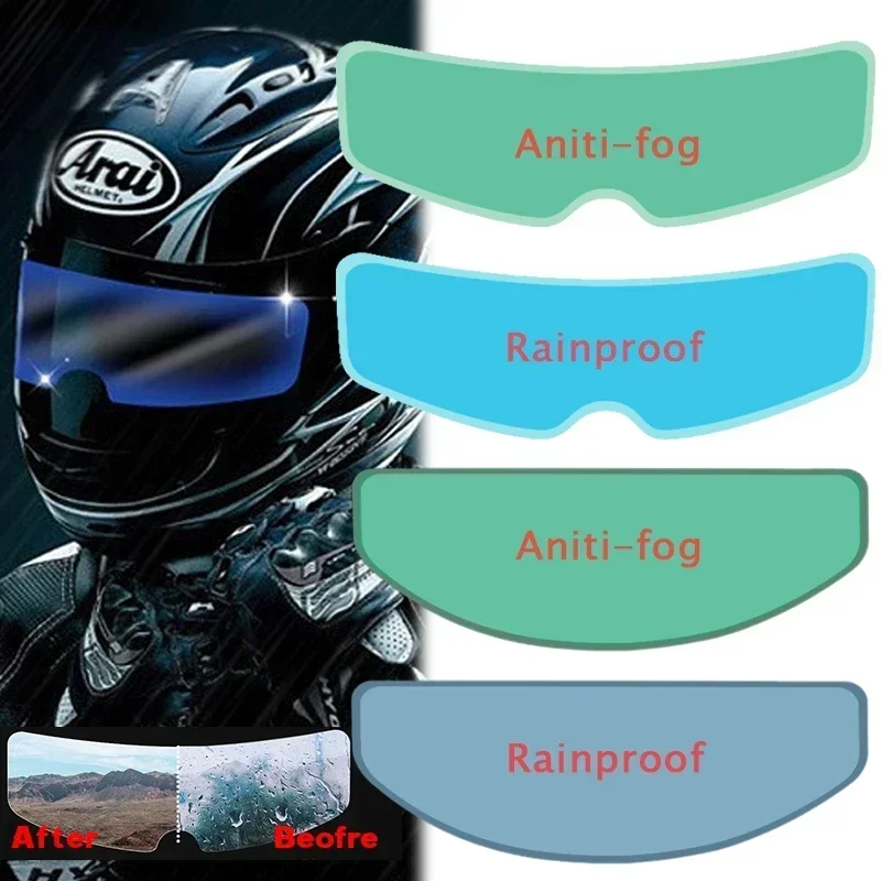 1/4PCS Película Transparente Antiembaçante e Antichuva para Capacete de Moto com Revestimento Nano - Adesivo para Capacete de Motocicleta - Acessórios
