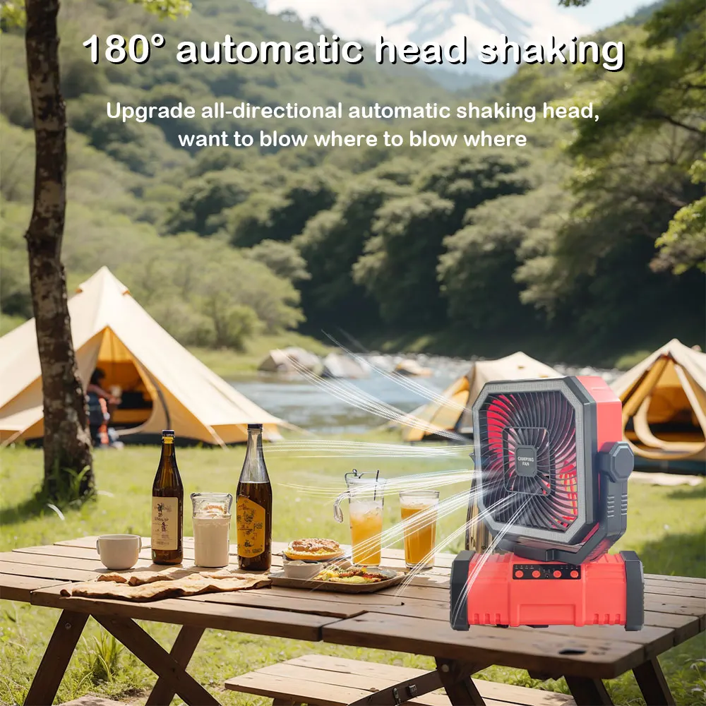 Camping Ceiling Fan 20000Mah Rechargeable Camping Circulator with Light and Remote Control Cool Air Circulation Camping Fan image 4
