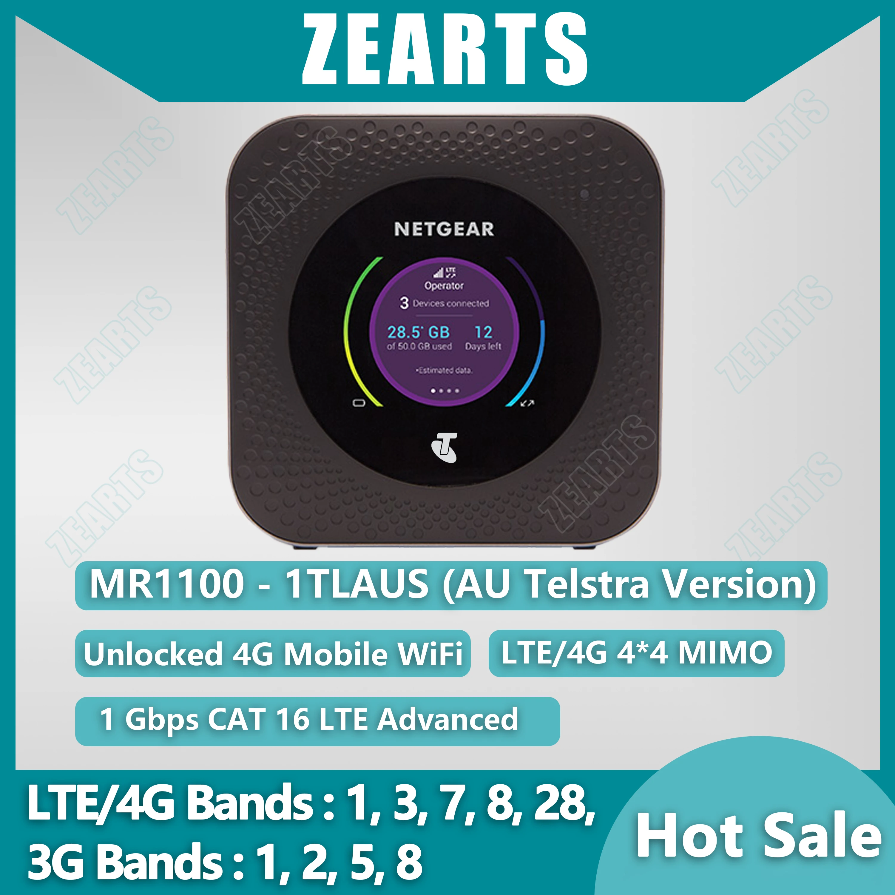

ZEARTS M1 MR1100 4GX Gigabit LTE Mobile Router UnlockedCat16 1Gbps WiFi Hotspot（second hand 90-95%new Australia Verizon）
