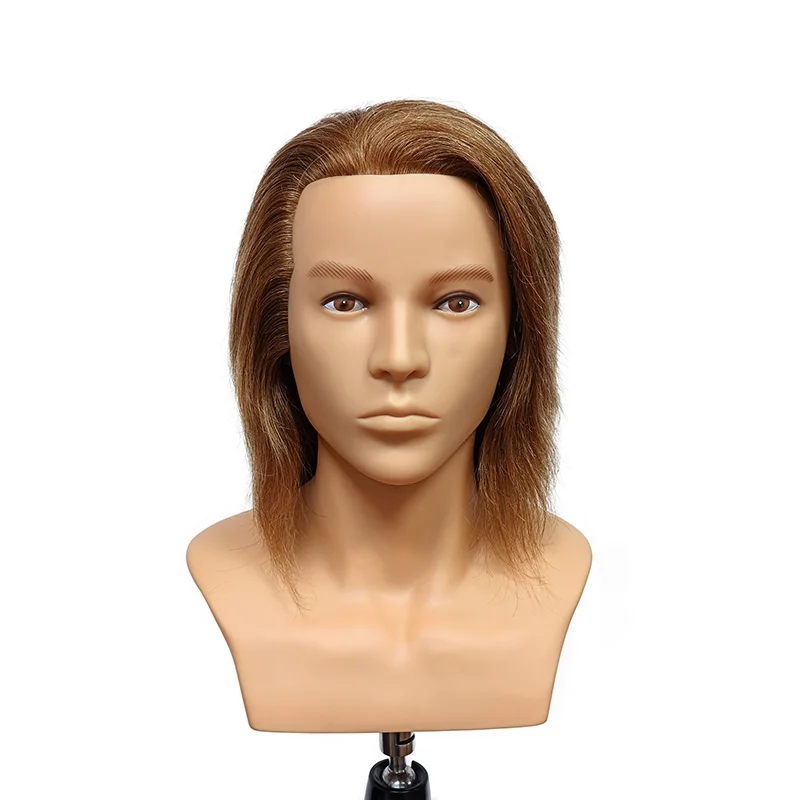 

Mannequin-Head With Shoulder Competition Mannequin Head 17CM 100% Human Hair Brown Mannequin Doll Head Wig Head For Styling