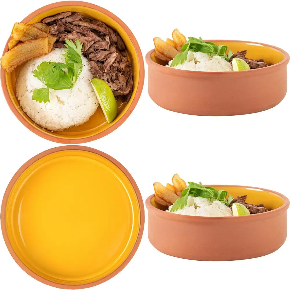 

Глиняные горшки-казуэльи из терракоты, 34 унции, с желтой глазурью – для приготовления и подачи блюд, можно использовать в духовке, микроволновой печи, посудомоечной машине.