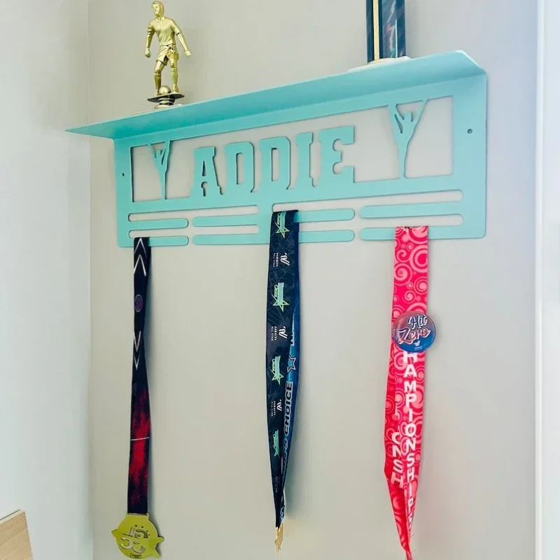 Custom Medal Hanger Display Trophy Shelf Spotrt Medal Holder Hooks for Medals & Ribbons Race Award Honor Display