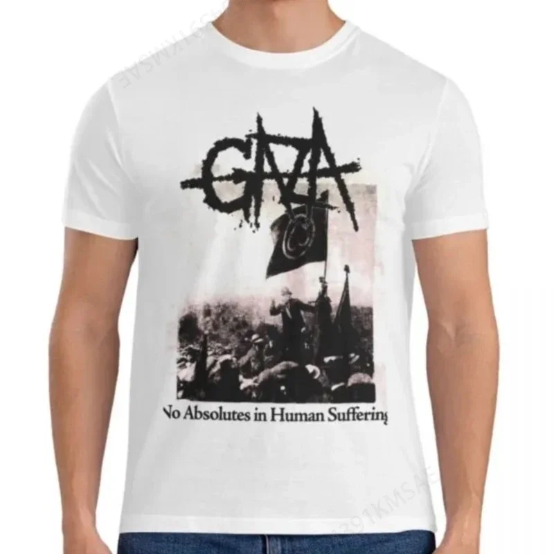 Brand Men Cotton T-shirt Gaza - No Absolutes in Human Suffering - Grindcore Active T-Shirt Funny T Shirt Sweat Shirt