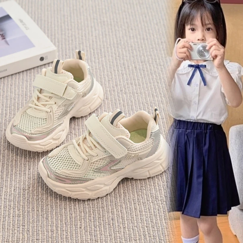 

Детские кроссовки для девочек 2026 года, весенние, повседневные, для школы, легкие, мягкие, розовые, нескользящие, для активного отдыха, дышащие, для бега