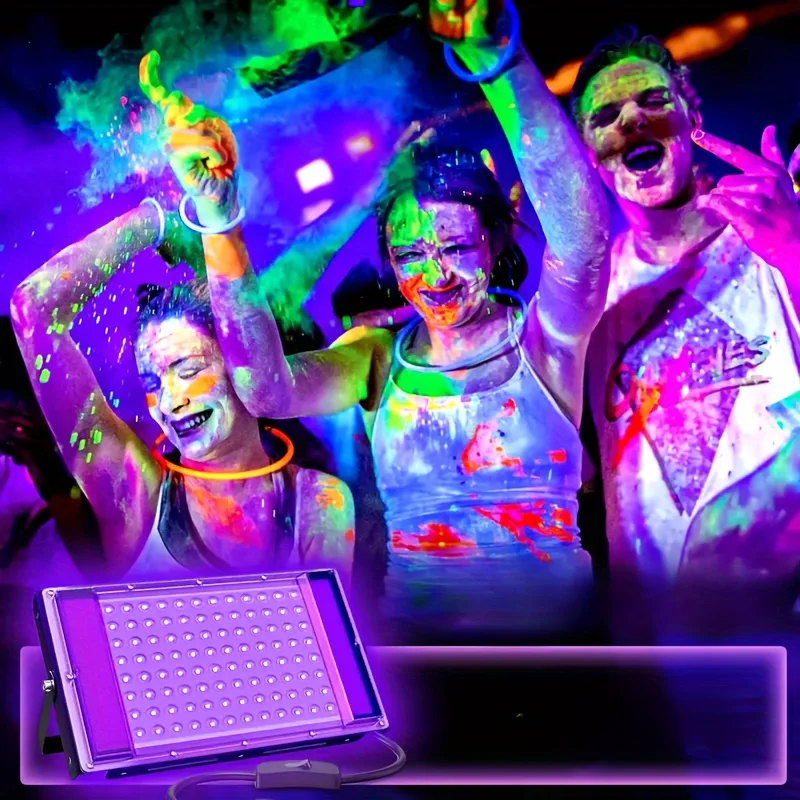 50 LED ultraviolet black light lamps, with a switch - powered by USB - switch control, plastic casing, metallic surface, suitabl