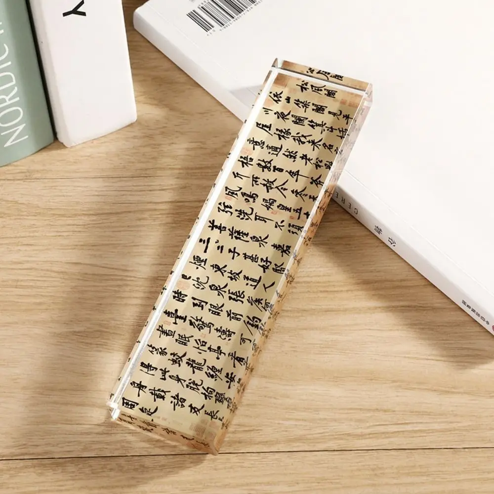 Heavy Enough Clear Crystal Paperweight Pressing Paper Flat Smooth Surface Writing Town Ruler Rectangle Desktop Ornament