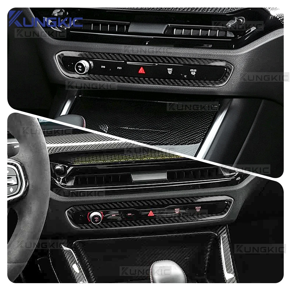 For BMW M2 G87 M3 G80 M4 G82 2025 2026 Real Hard Dry Carbon Fiber Interior Car Multimedia Warning Light Frame Sticker Decoration