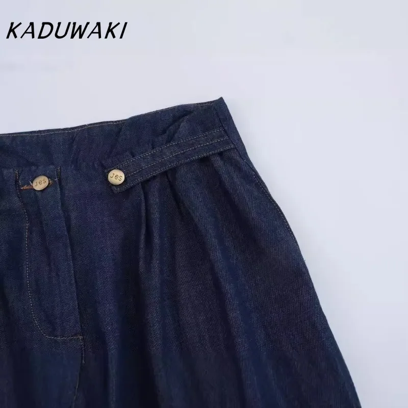 KADUWAKI Casual Classic High-waisted Solid Jeans Fashion Ins Thin Radish Pants Popular Commuter Nine-minute Streetwear Capris