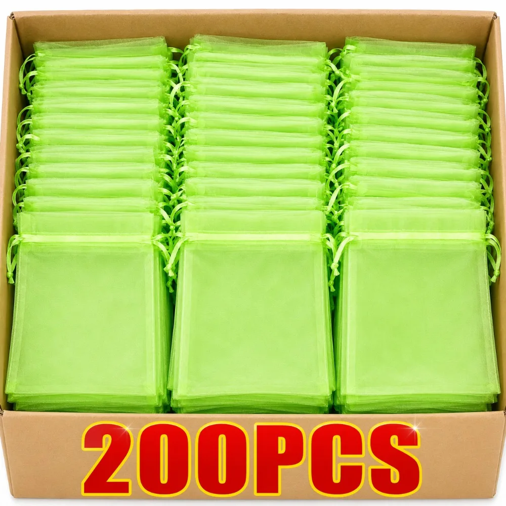 200/10x Garden Fruit Protection Bags Organza Bags Covers with Drawstring for Fruit Trees Netting Pouch Reusable Mesh Grow Bags